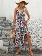 French Country Style Backless Floral Print Suspender Dress